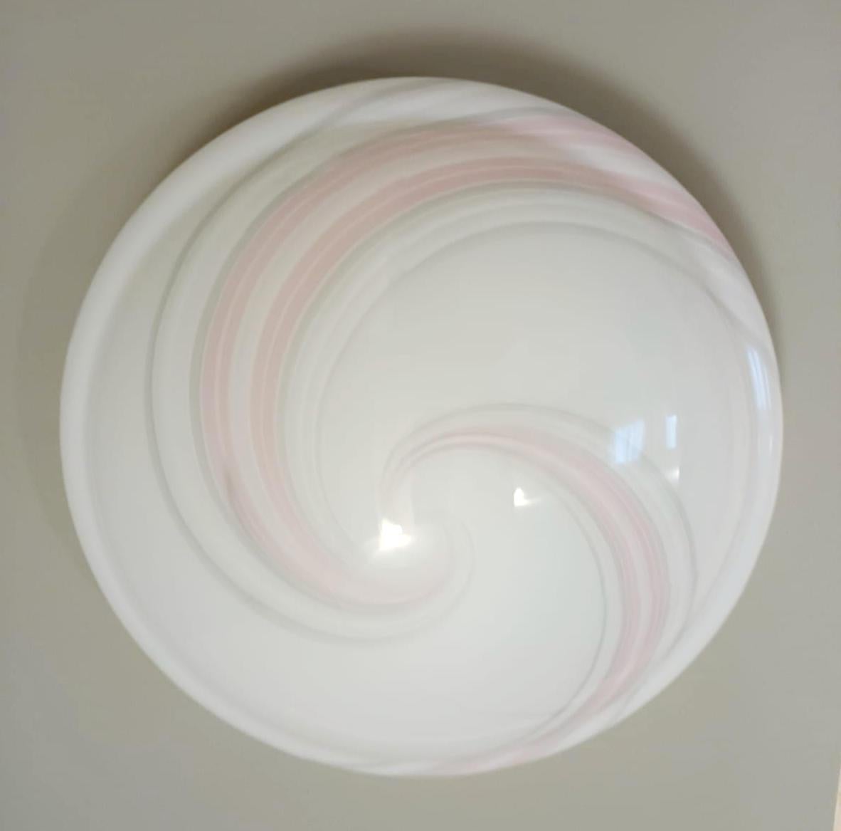 Mid-Century Modern Milky White and Pink Murano Flush Mount / Sconce For Sale