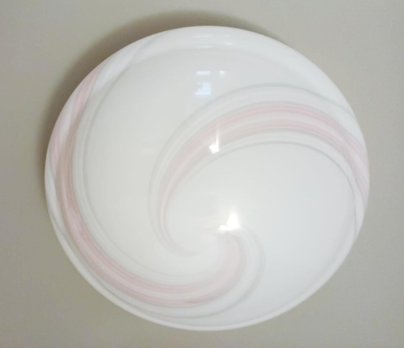 Milky White and Pink Murano Flush Mount / Sconce In Good Condition For Sale In Los Angeles, CA