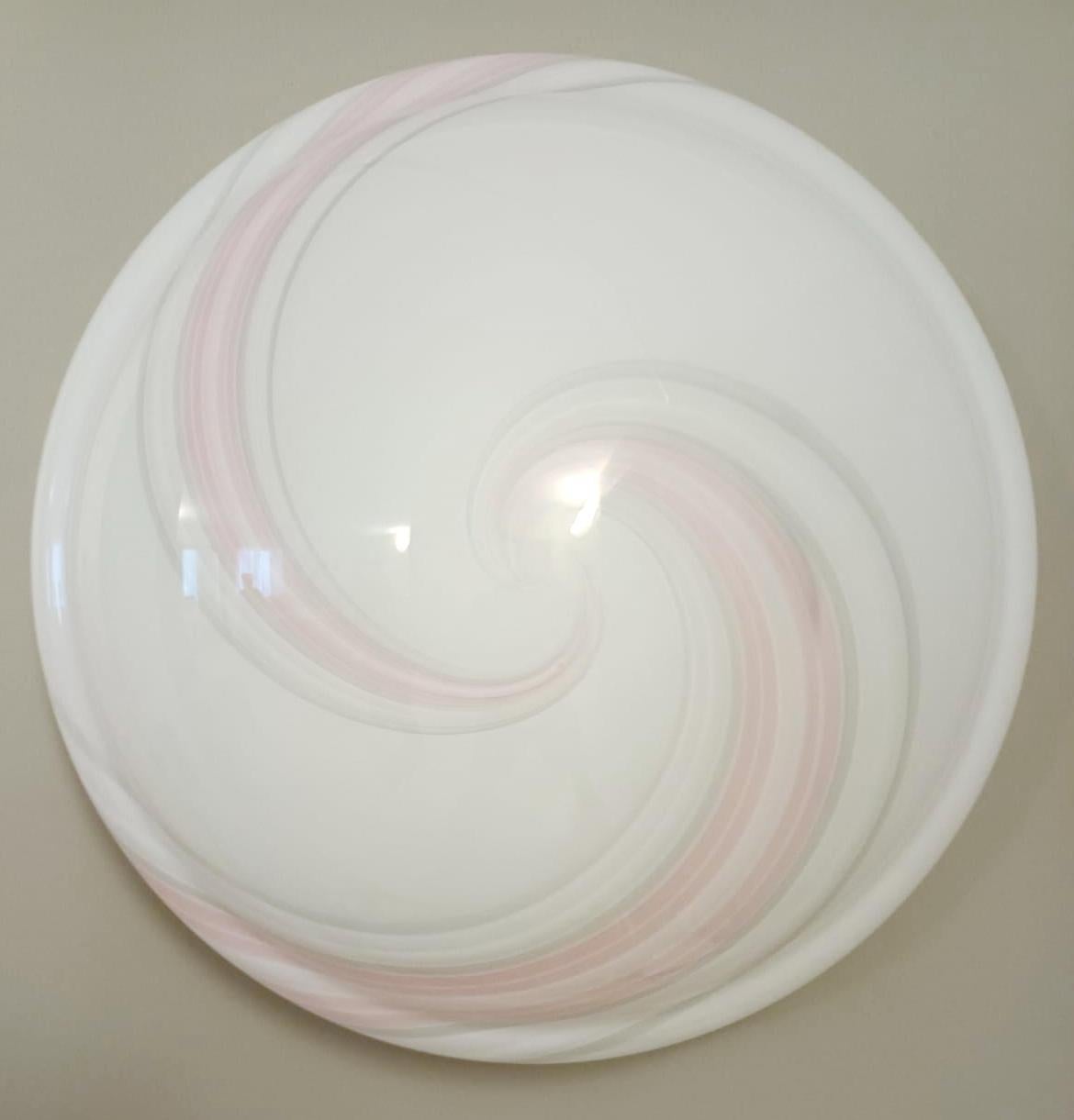 20th Century Milky White and Pink Murano Flush Mount / Sconce For Sale