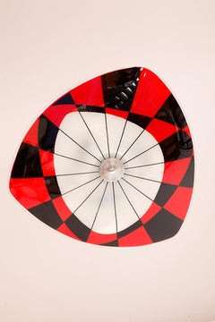 Milky white glass three-light square ceiling lamp "Umbrella", Napako