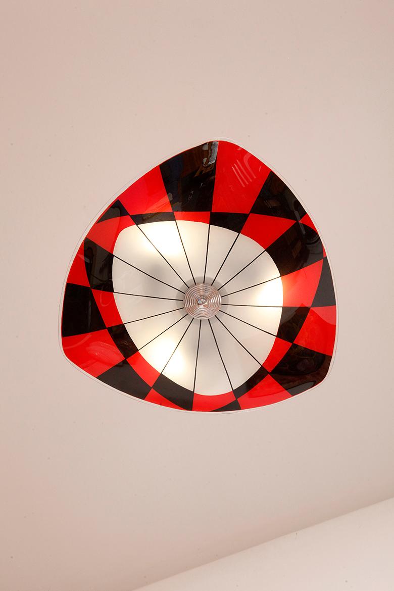 Czech Milky white glass three-light square ceiling lamp 