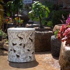 Milky White Glazed Cloud Garden Stool
