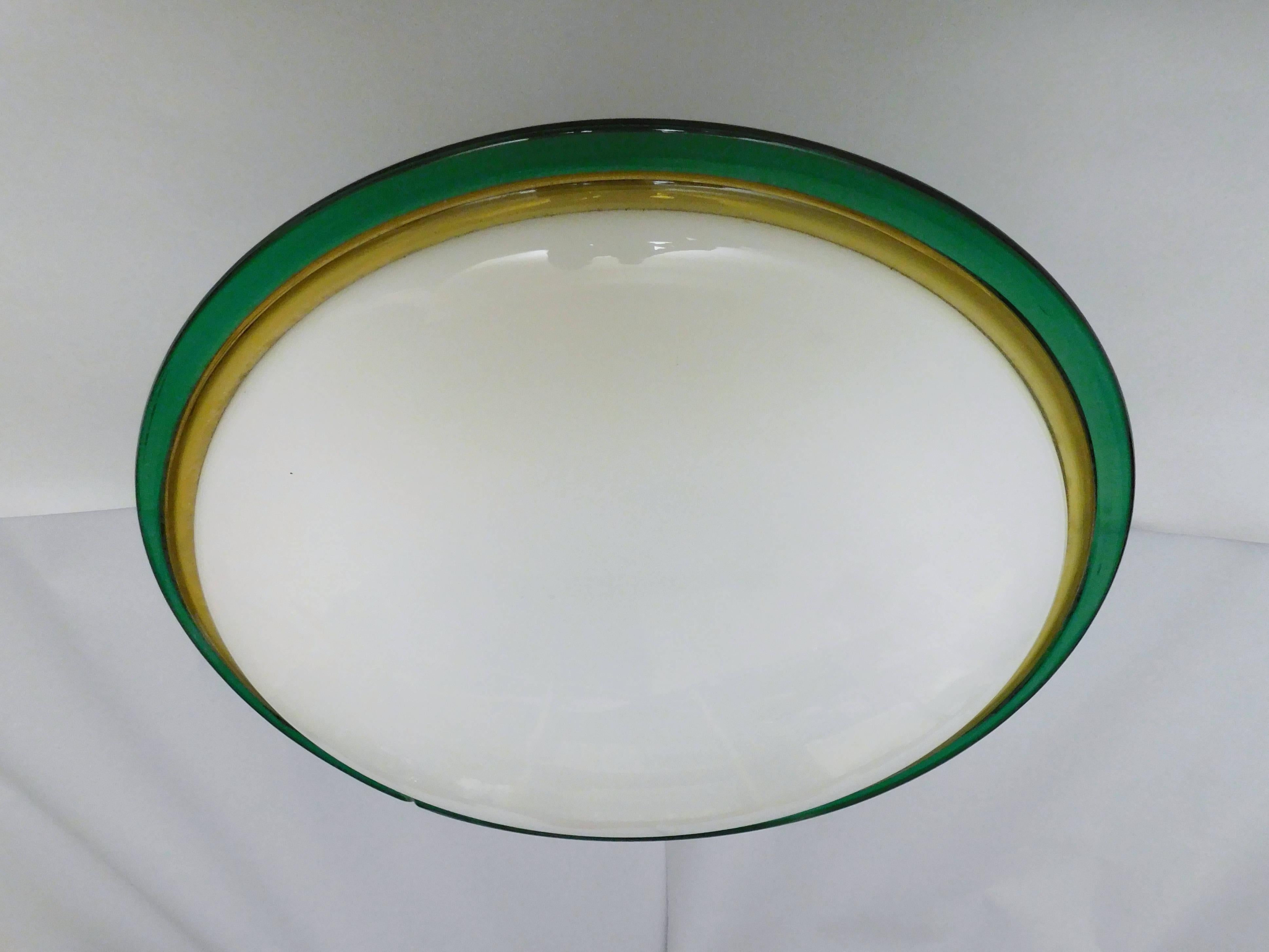 Mid-Century Modern Monture affleurante Murano blanc laiteux en vente