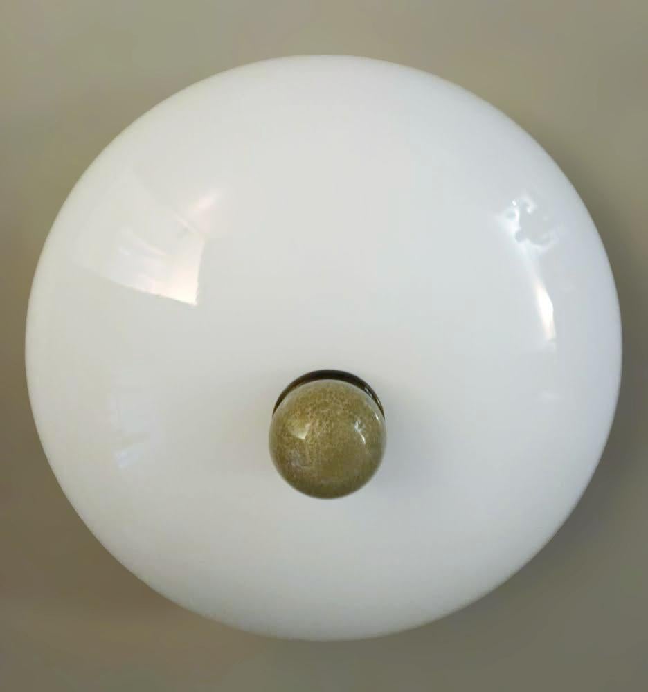 Italian Milky White Murano Flush Mount For Sale