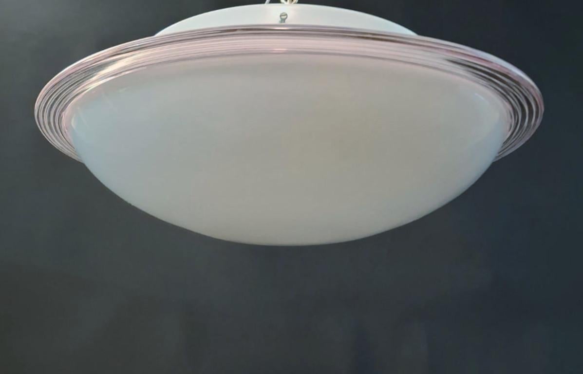 Mid-Century Modern Milky White Murano Flush Mount / Sconce, 2 Available en vente