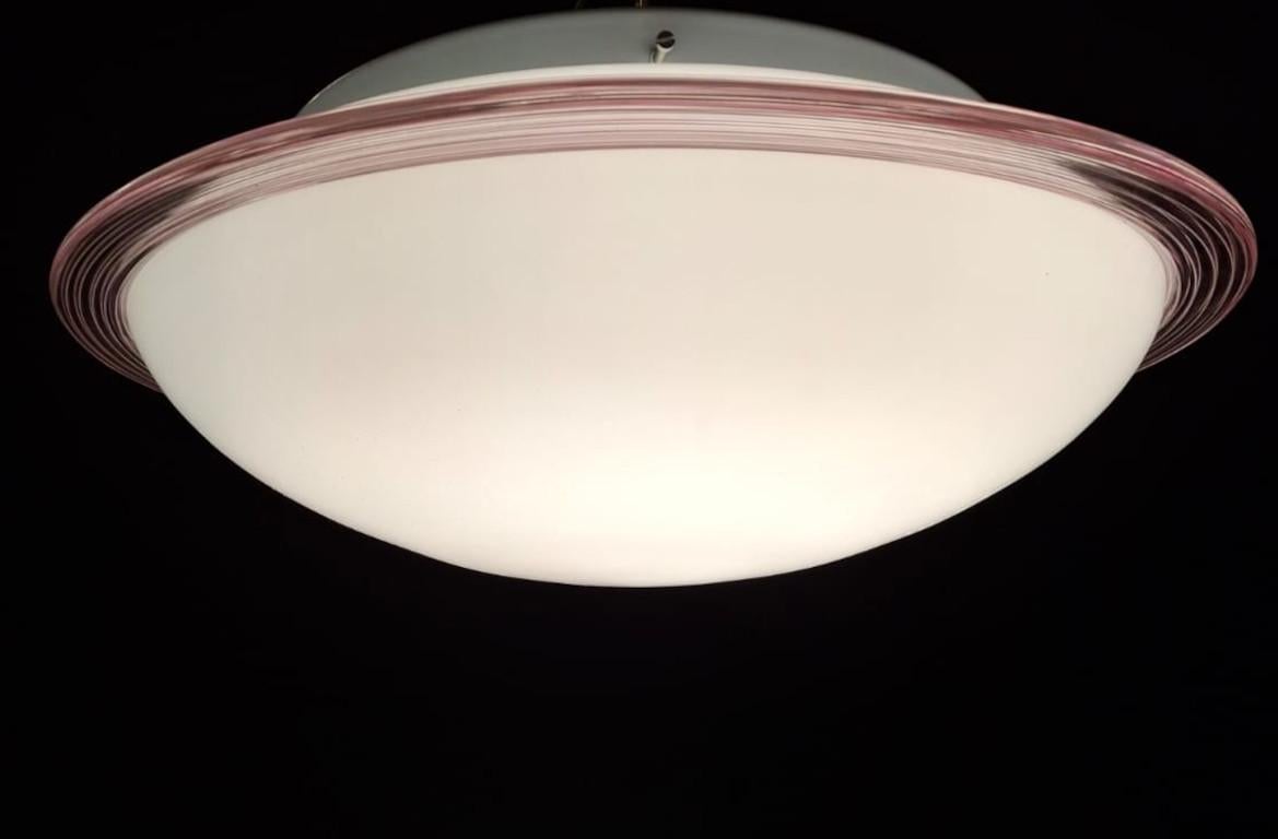 Milky White Murano Flush Mount / Sconce, 2 Available Bon état - En vente à Los Angeles, CA