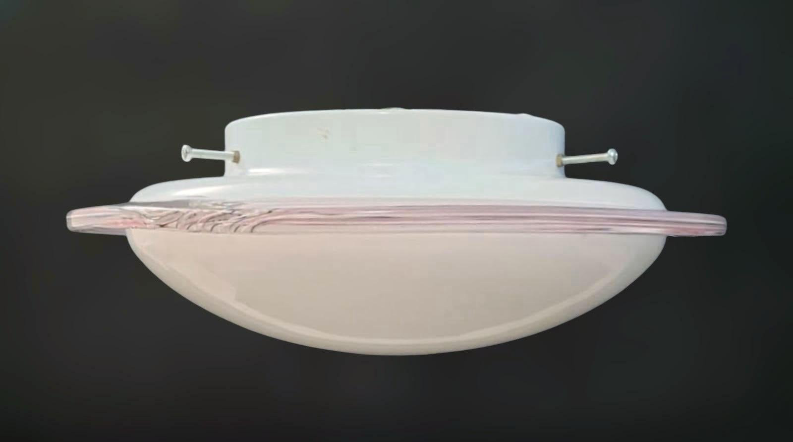 Blanc laiteux Murano Flush Mount / Sconce Bon état - En vente à Los Angeles, CA