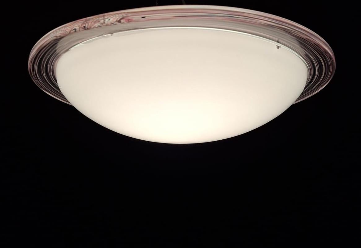 Blanc laiteux Murano Flush Mount / Sconce en vente 2