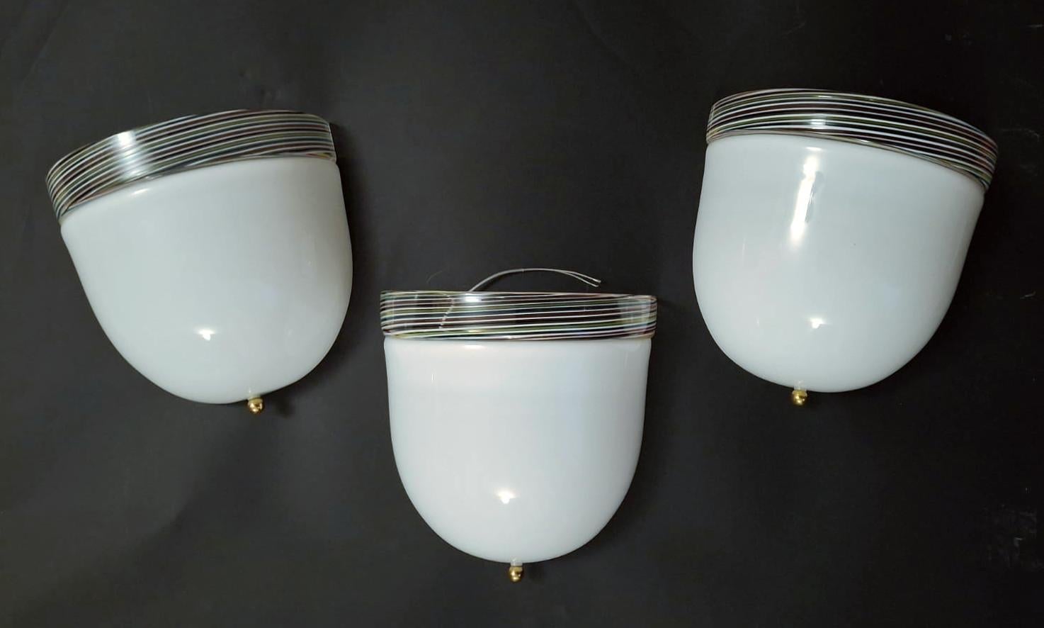 Lámpara de Murano Blanco Lechoso, 3 Disponibles en venta 3