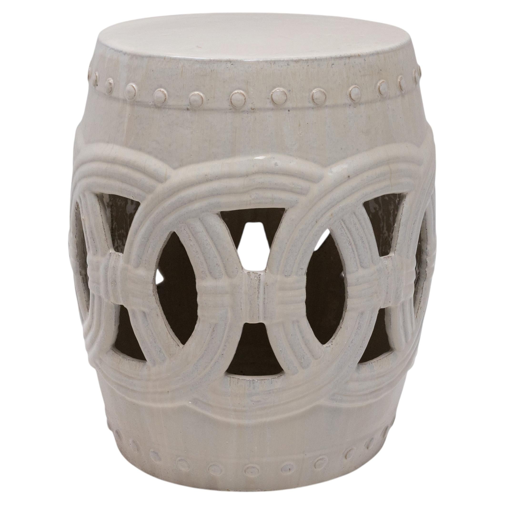 Milky White Prosperity Garden Stool For Sale