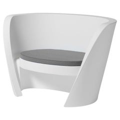 Milky White RAP Chair With Mineral Grey Cushion by Karim Rashid
