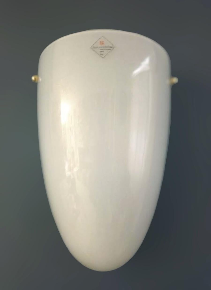 Italian Milky White Shield Sconce by Barovier e Toso, 5 Available For Sale