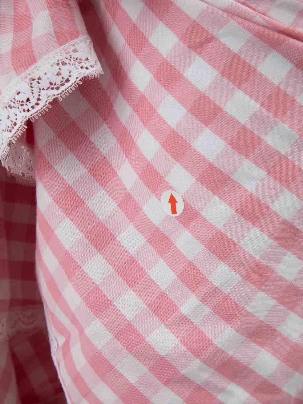Women's Milla Milla Pink Gingham Print Ruffled Midi Dress Size S For Sale