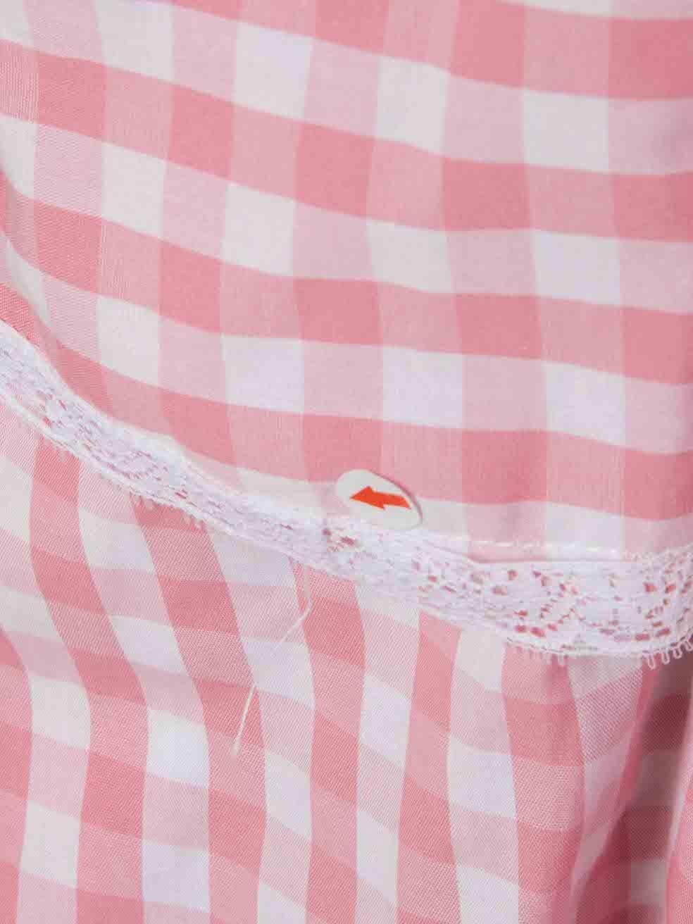 Milla Milla Pink Gingham Print Ruffled Midi Dress Size S For Sale 1