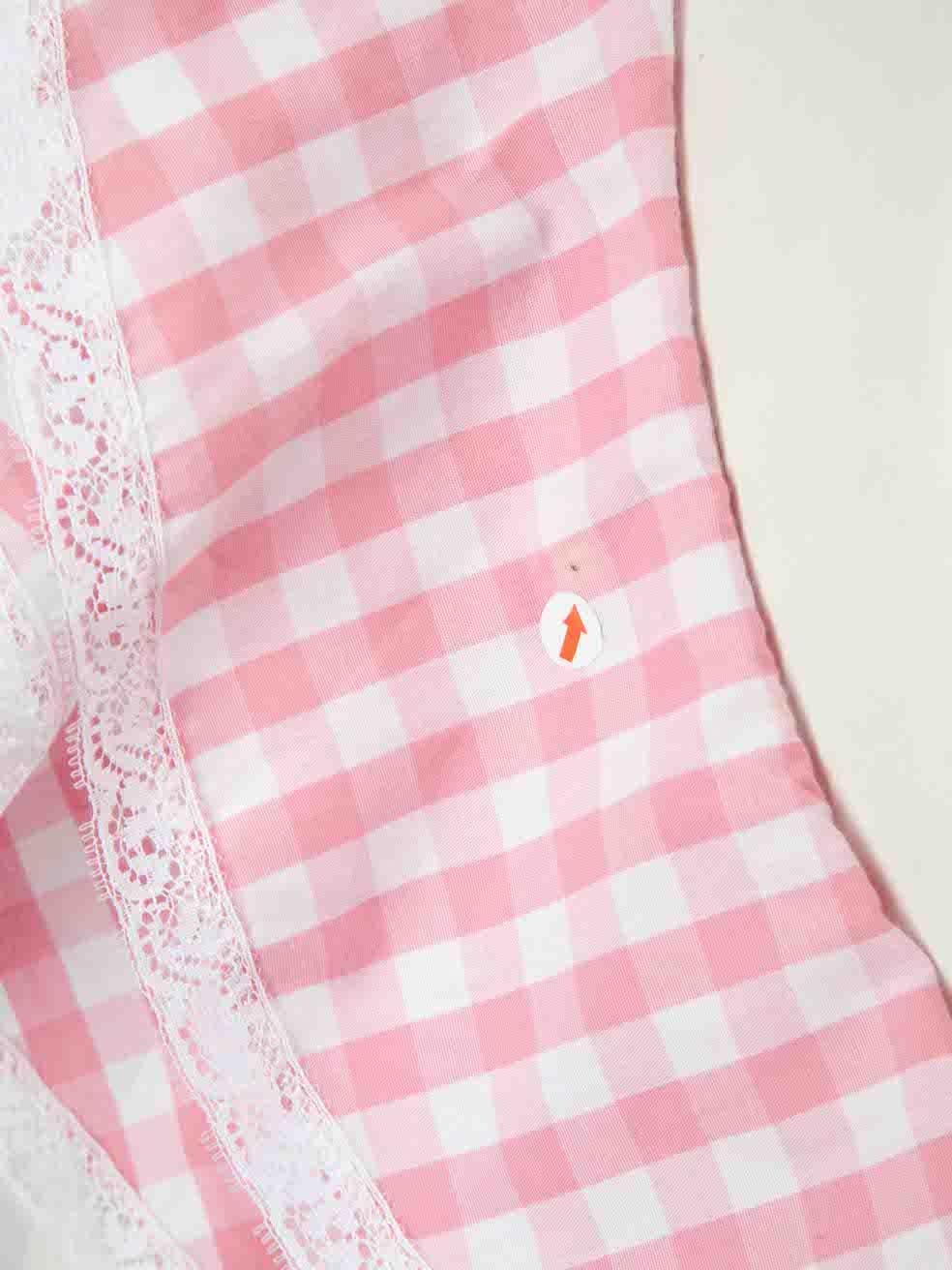 Milla Milla Pink Gingham Print Ruffled Midi Dress Size S For Sale 2