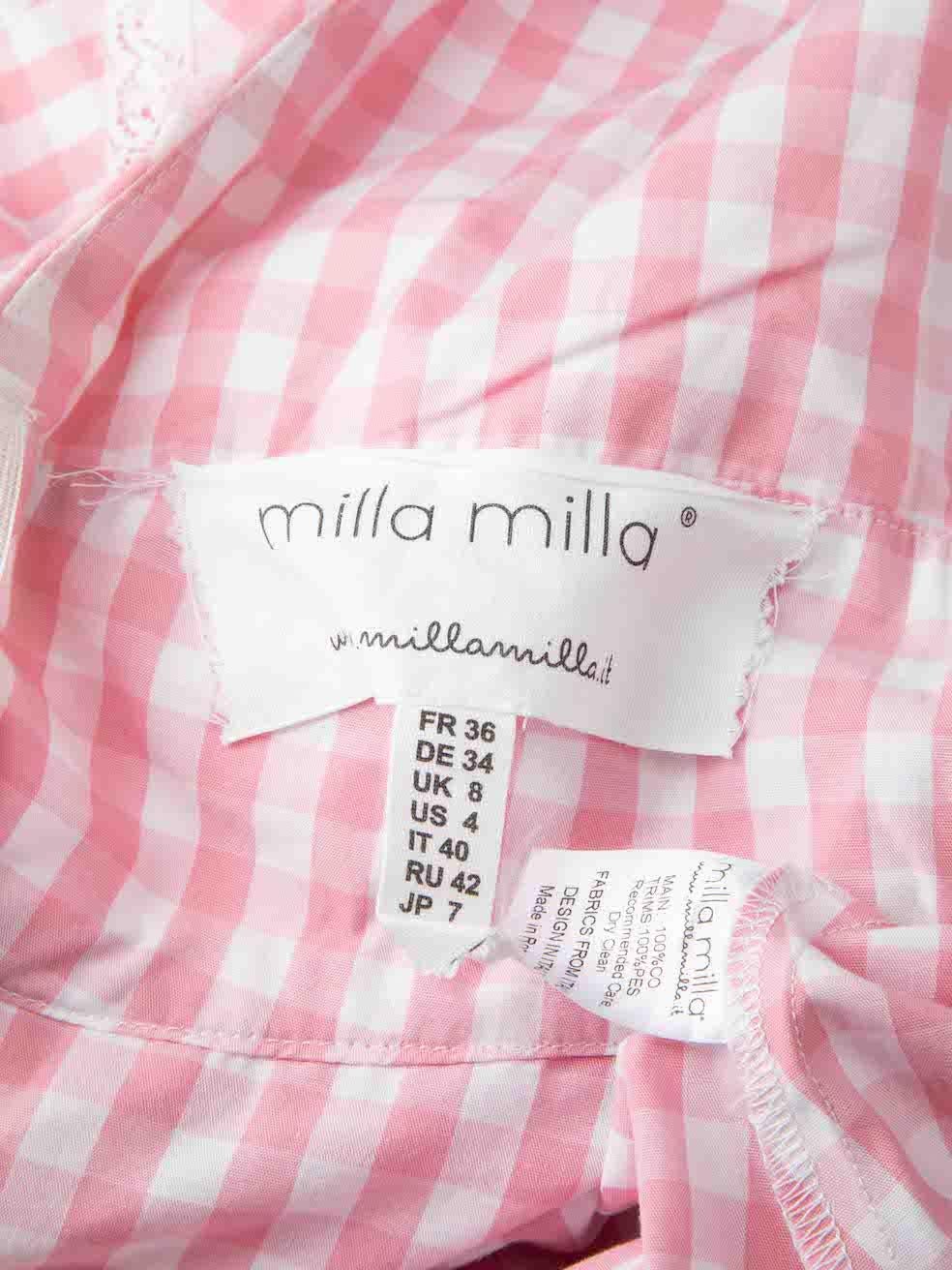 Milla Milla Pink Gingham Print Ruffled Midi Dress Size S For Sale 4