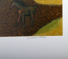 Pascolo di fattrici, litografia impressionista di Millard Sheets