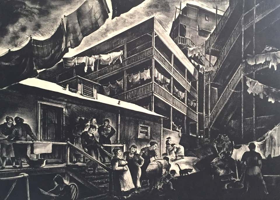 Millard Sheets, Family Flats, 1935 (Los Angeles, CA, Depression-era tenements