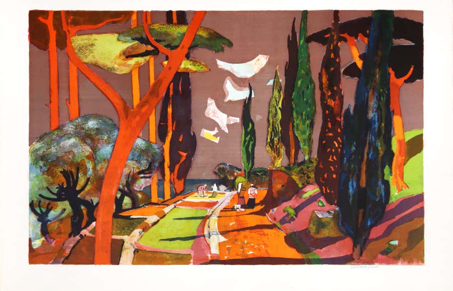 Field, Abstract Landscape Lithograph by Millard Sheets