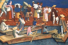 Viajeros mexicanos, litografía moderna de Millard Sheets