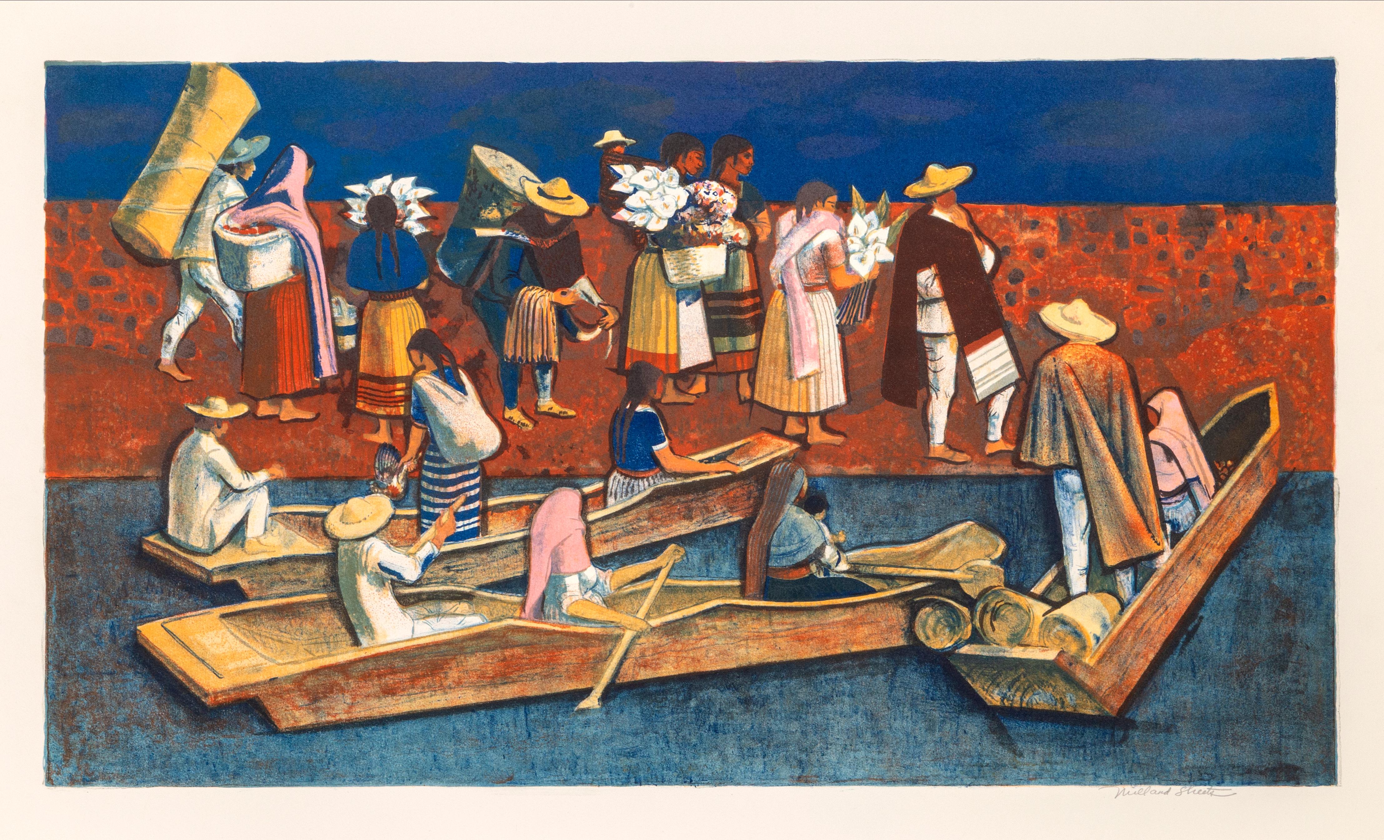Mexican Travelers, Modern Lithograph by Millard Sheets