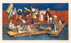 Vintage Mexican Travelers, Modern Lithograph by Millard Sheets