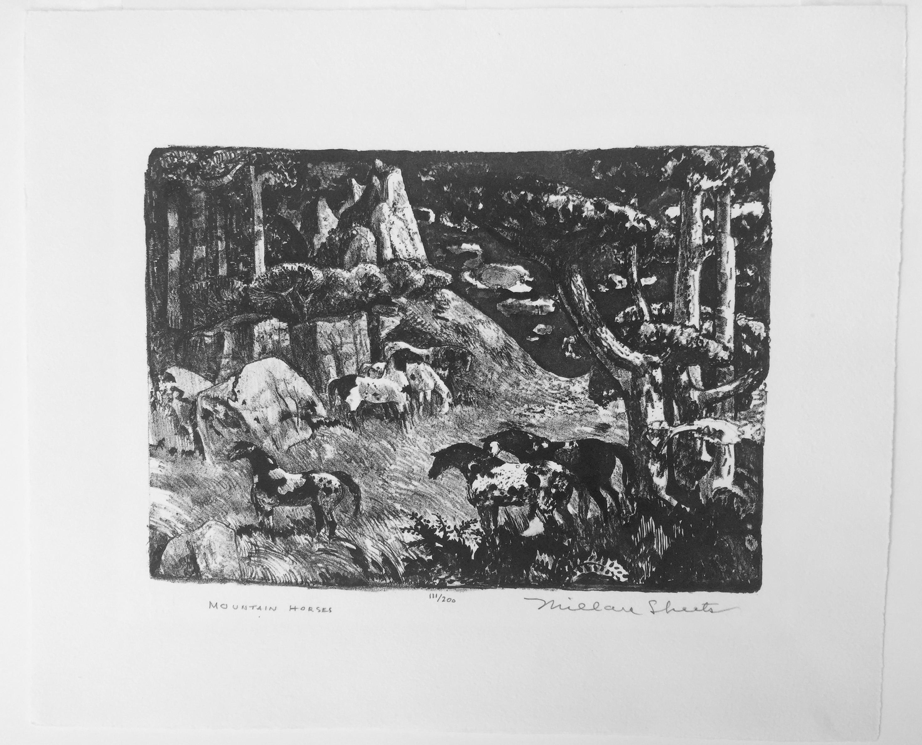 MOUNTAIN HORSES - Print by Millard Sheets