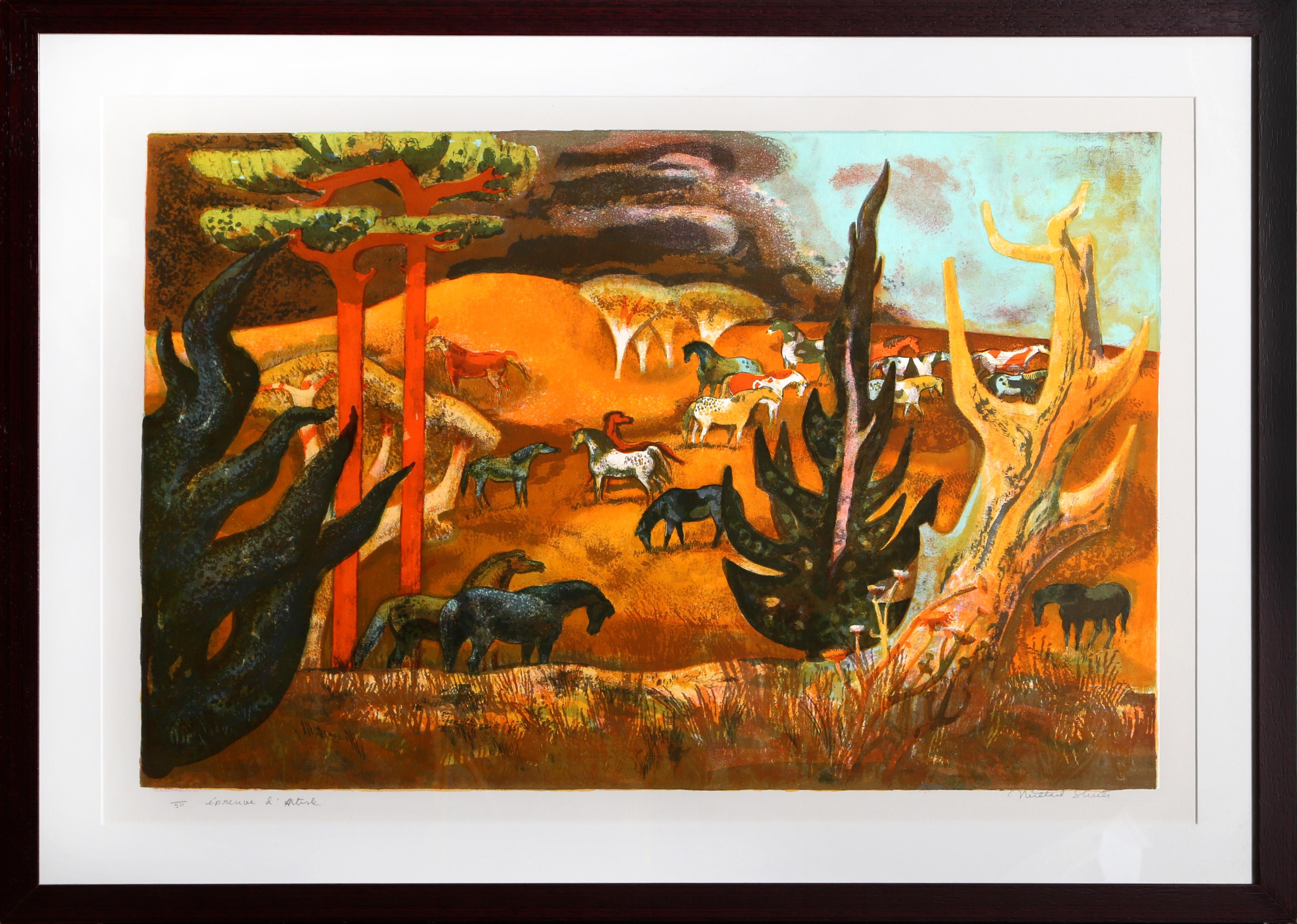 Summer Gold, litografia moderna americana di Millard Sheets