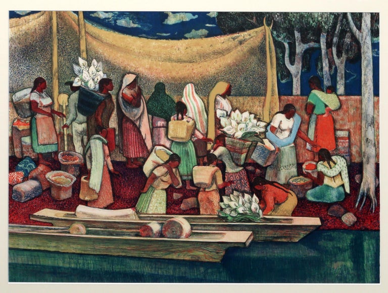 The Gathering by the River, Millard Sheets 1949 - Print by Millard Sheets