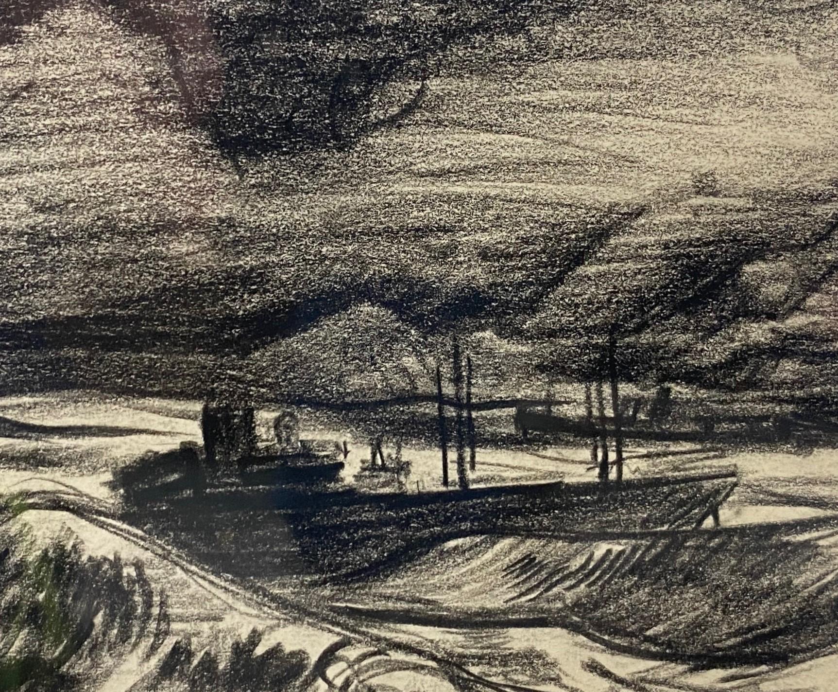 Paper Millard Sheets Signed Original Drawing Wartime Boats in Stormy Seas Harbor, 1942 For Sale