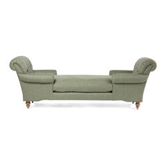 English Chesterfield Double Chaise Lounge Chair Bench in H&S Tweed - Tent By DH