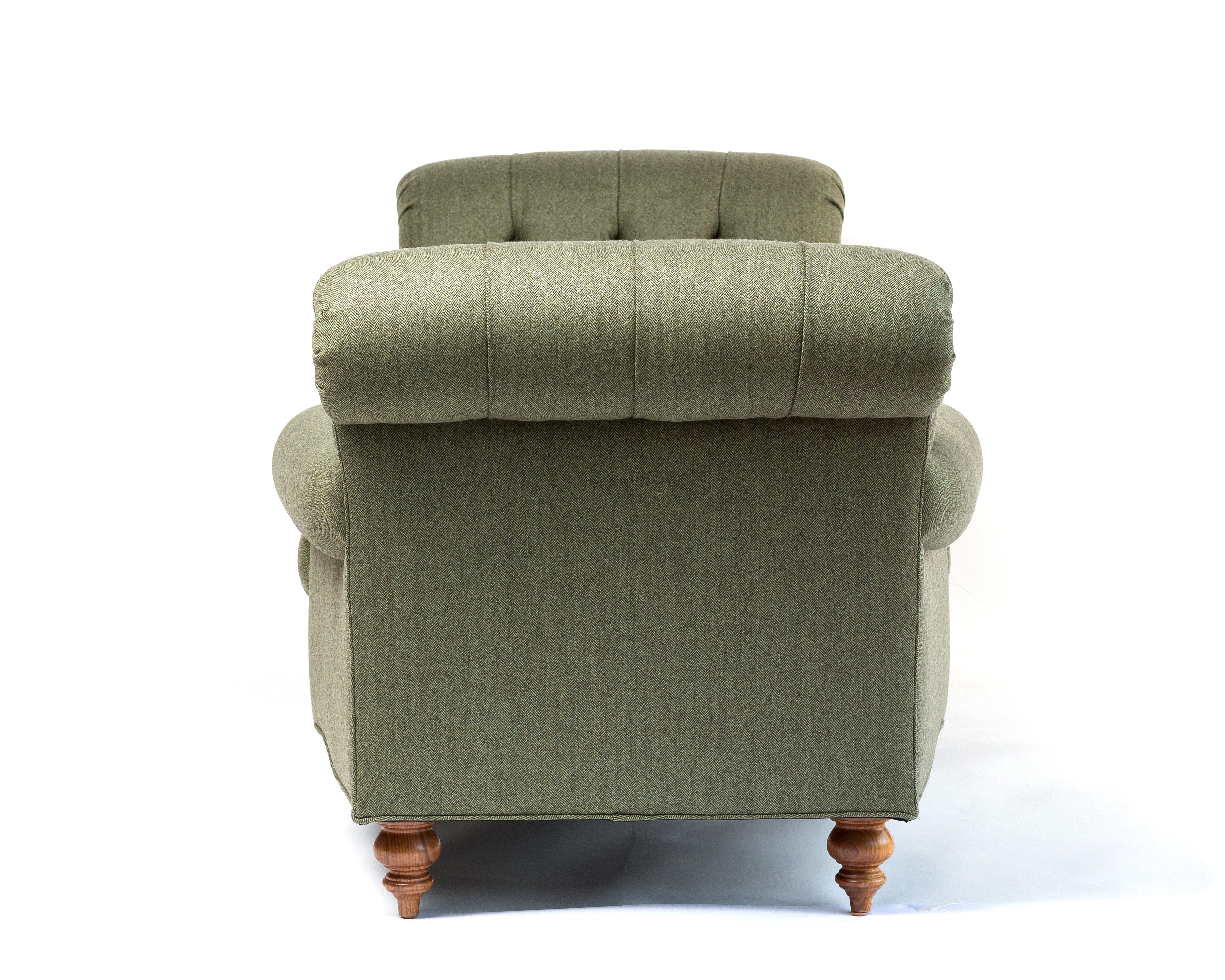Édouardien Banc de chaise longue double Chesterfield anglais en tweed H&S - Tent par DH en vente