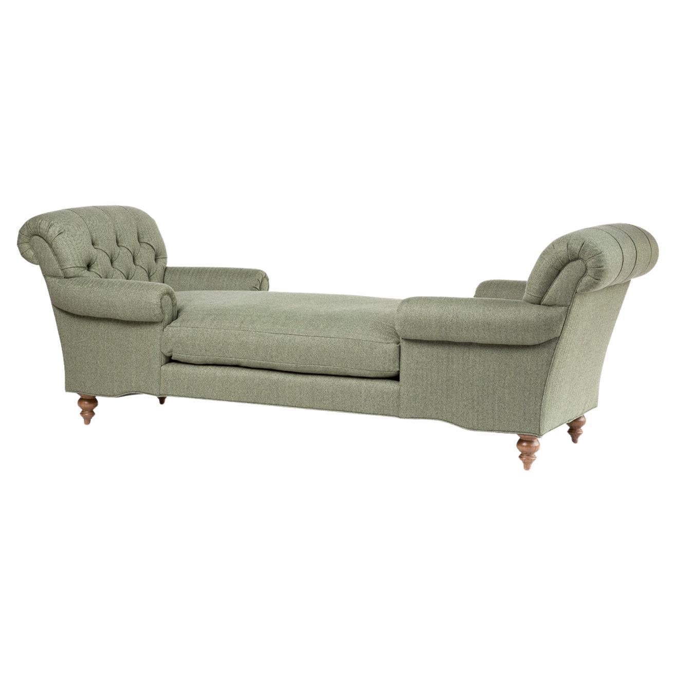 Banc de chaise longue double Chesterfield anglais en tweed H&S - Tent par DH