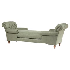 English Chesterfield Double Chaise Lounge Chair Bench in H&S Tweed - Tent By DH