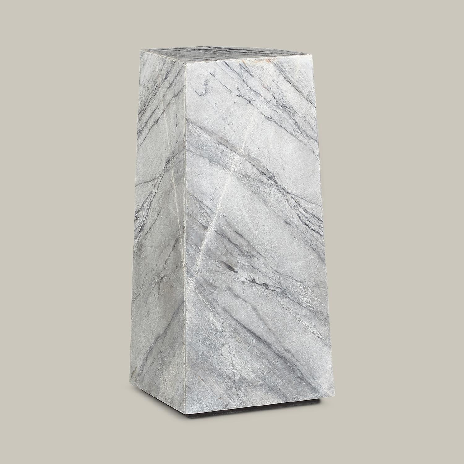 Blue forest marble forms a functional side table that also works as a pedestal or stand-alone accent sculpture. Stackable. Handmade by artisans in Vietnam, the side piece is a jewel in every space.

