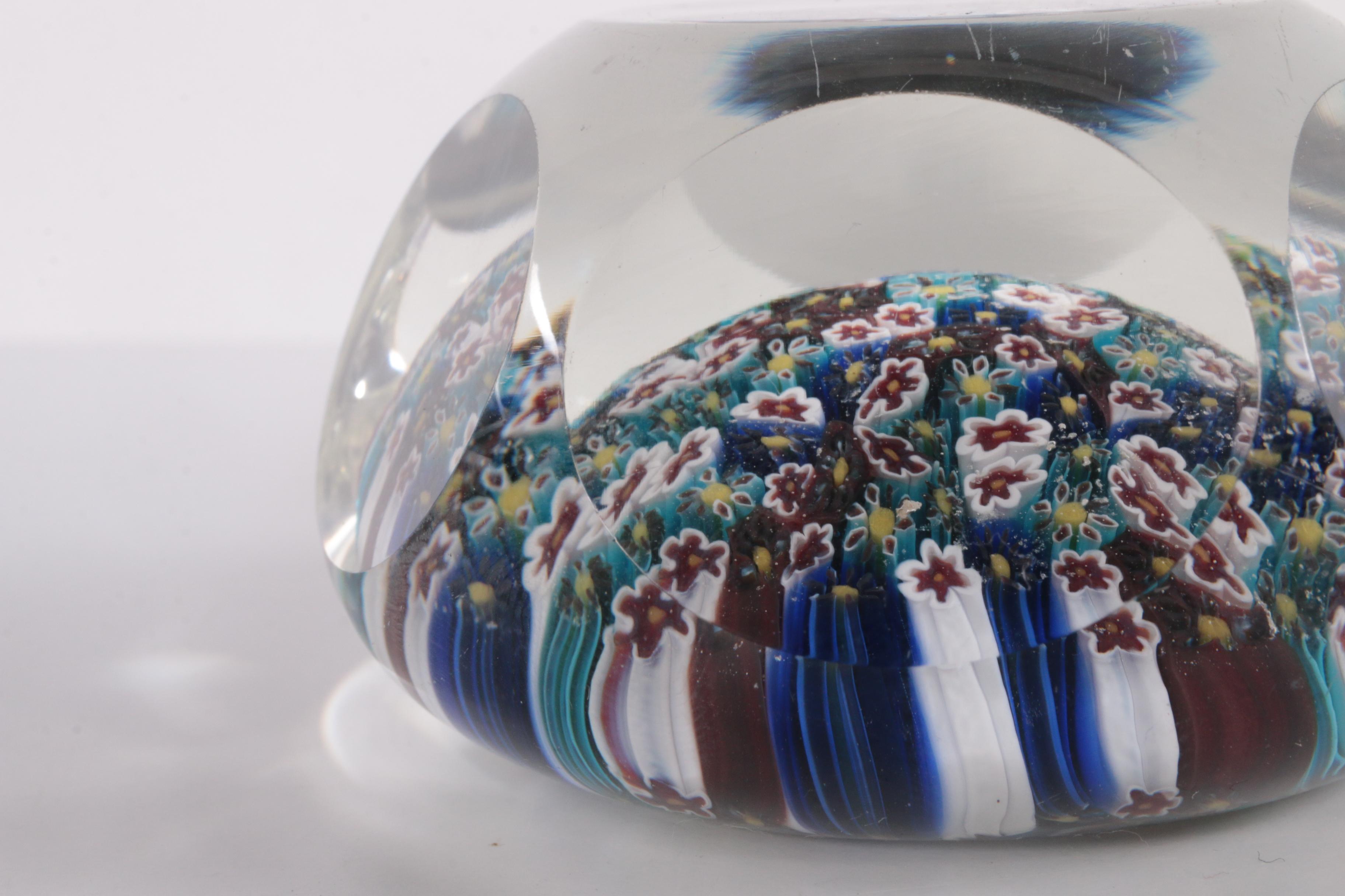 Mille fleur Murano Paper Weight with Beautiful Flowers For Sale 2