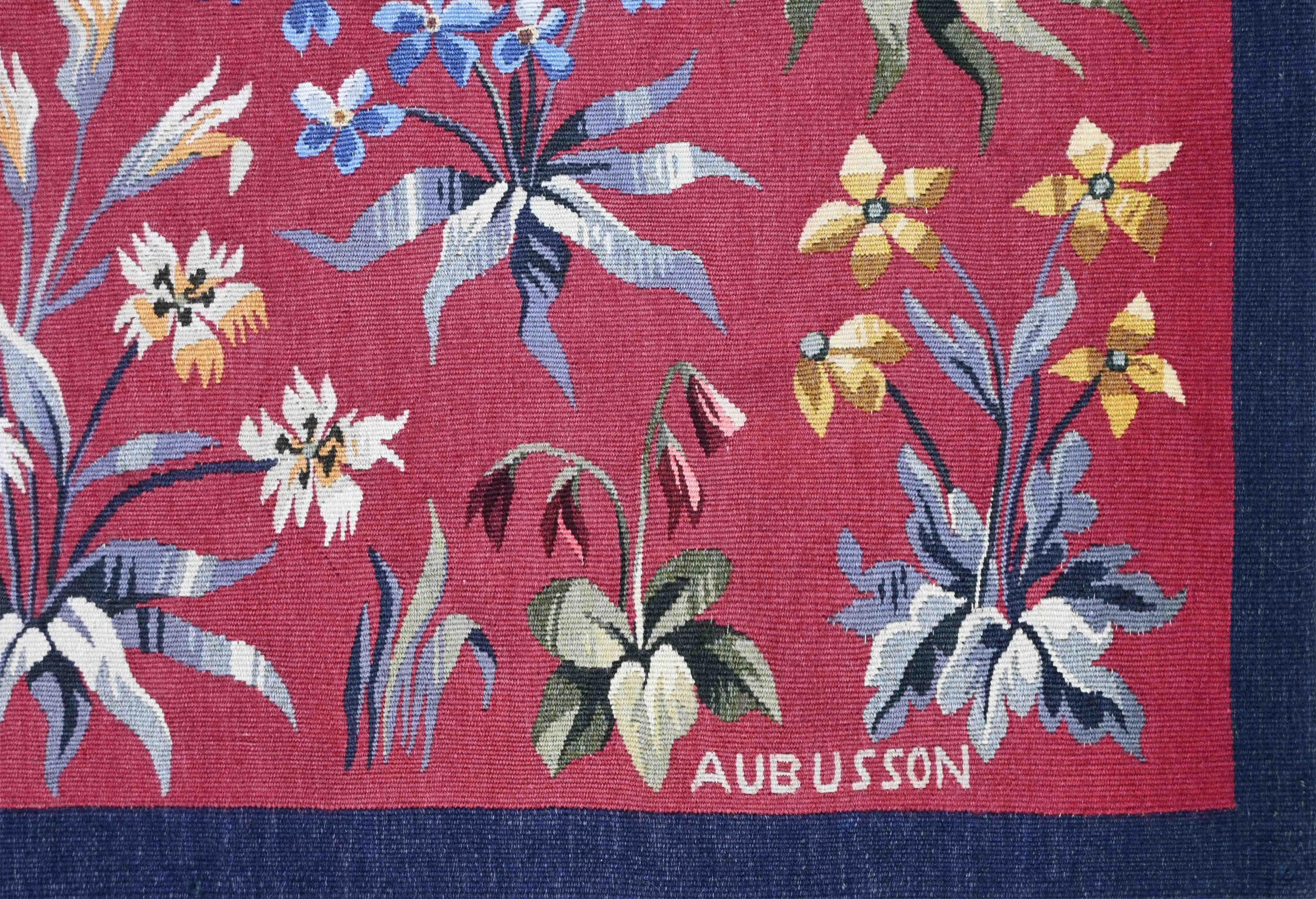 Hand-Woven Mille-Fleurs Tapestry signed by Aubusson Manufacture – 19th Century – No. 1562 For Sale