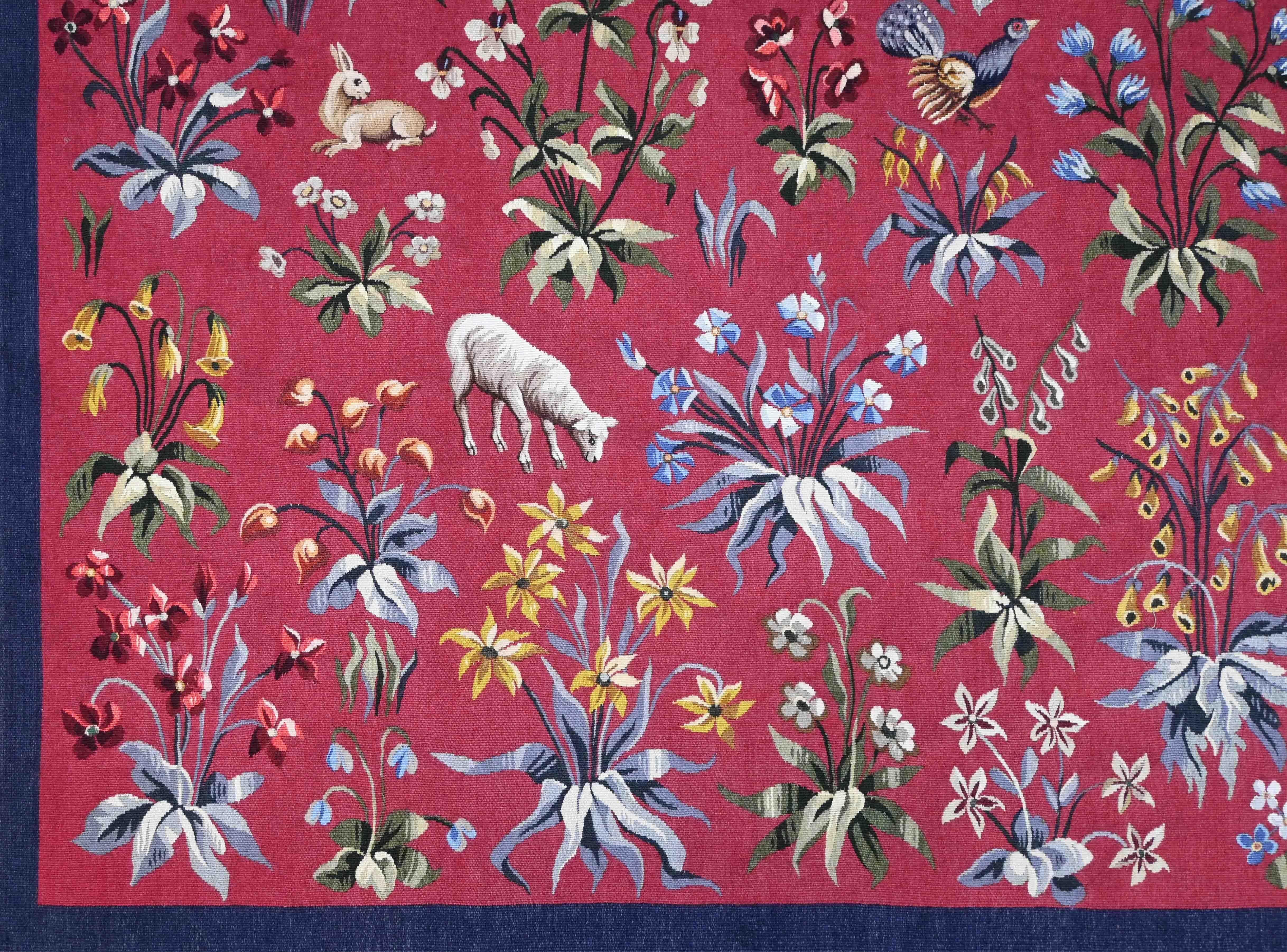 Mille-Fleurs Tapestry signed by Aubusson Manufacture – 19th Century – No. 1562 For Sale 2