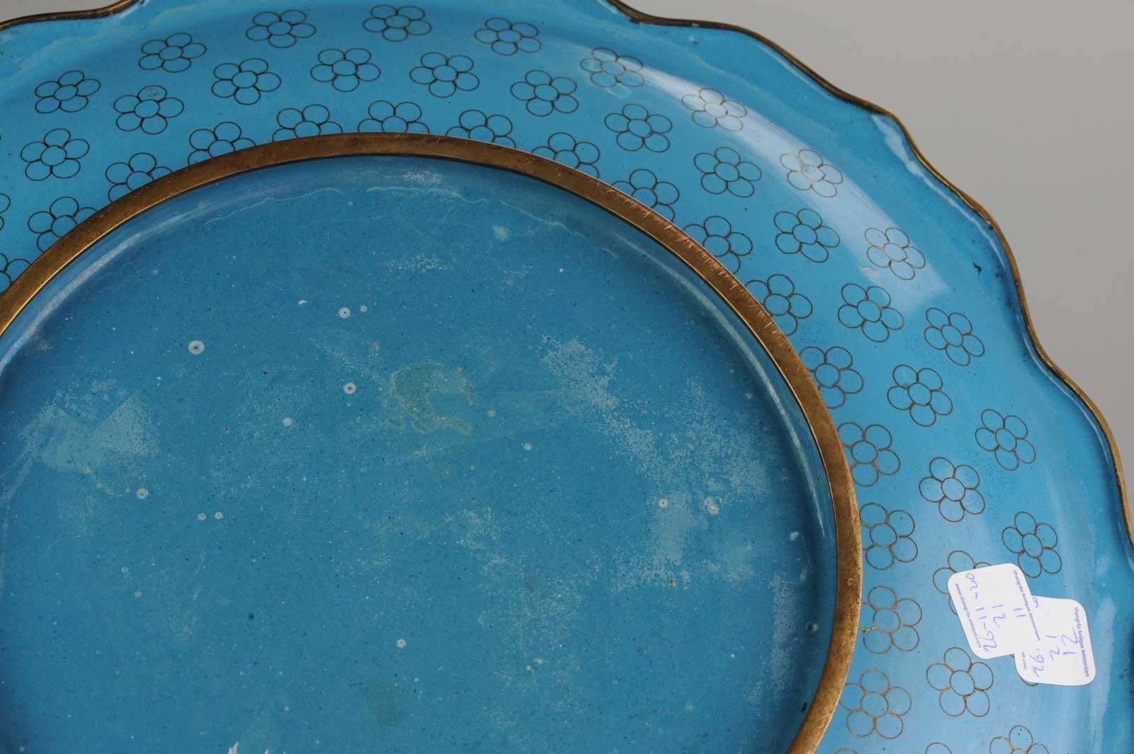 Meiji Millefiori Antique Bronze / Copper Cloisonné Dish Plate, China/Japan, 19C For Sale