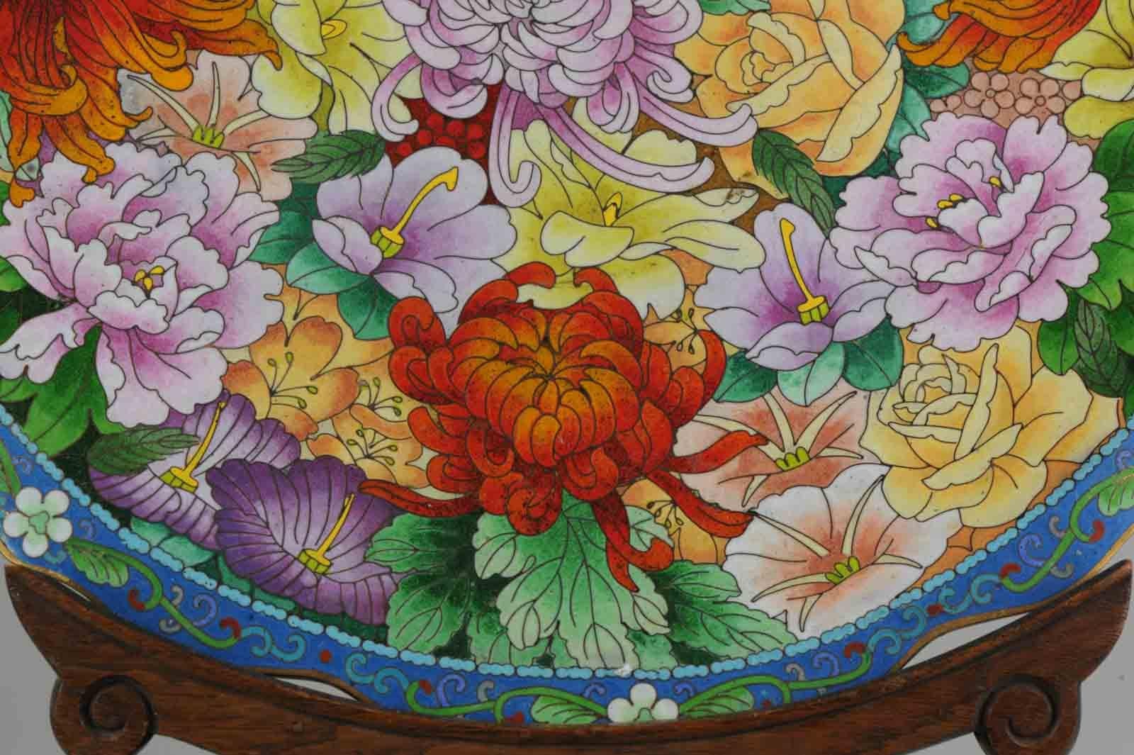Millefiori Antique Bronze / Copper Cloisonné Dish Plate, China/Japan, 19C In Good Condition For Sale In Amsterdam, Noord Holland
