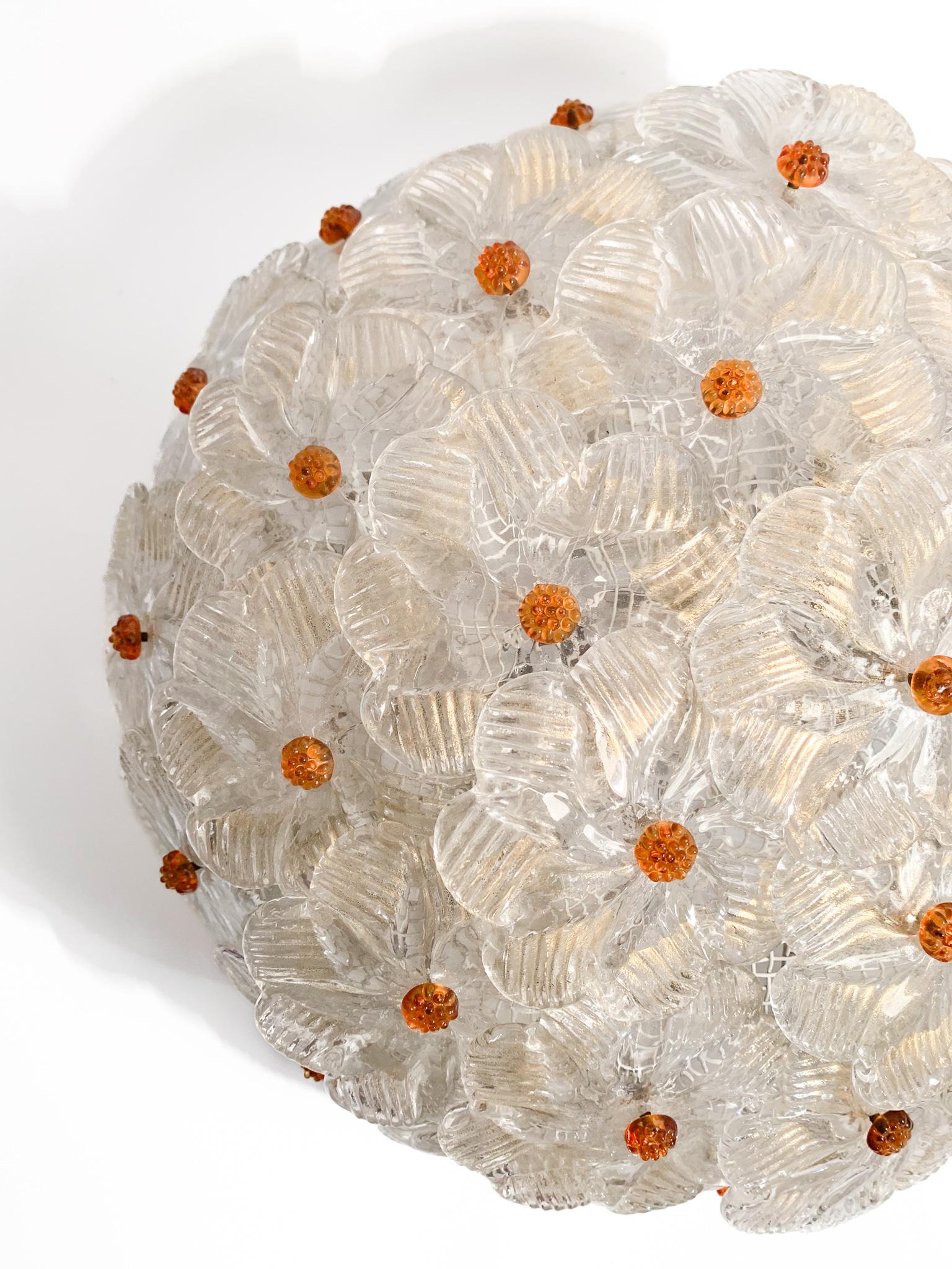 Italian Millefiori Ceiling Light by Barovier & Toso in Murano Glass from the 1950s