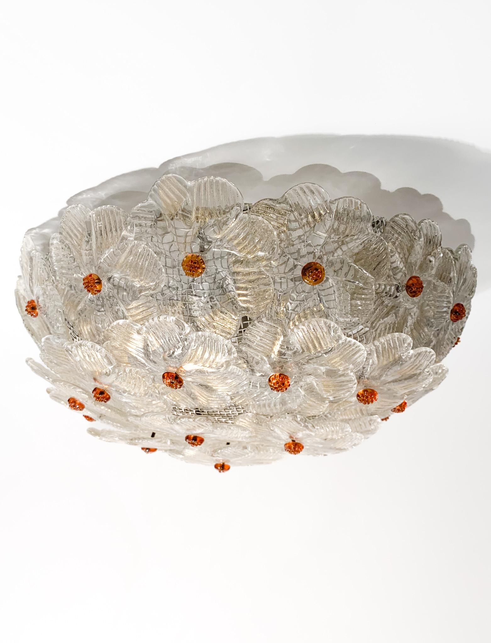 Millefiori Ceiling Light by Barovier & Toso in Murano Glass from the 1950s In Good Condition In Milano, MI