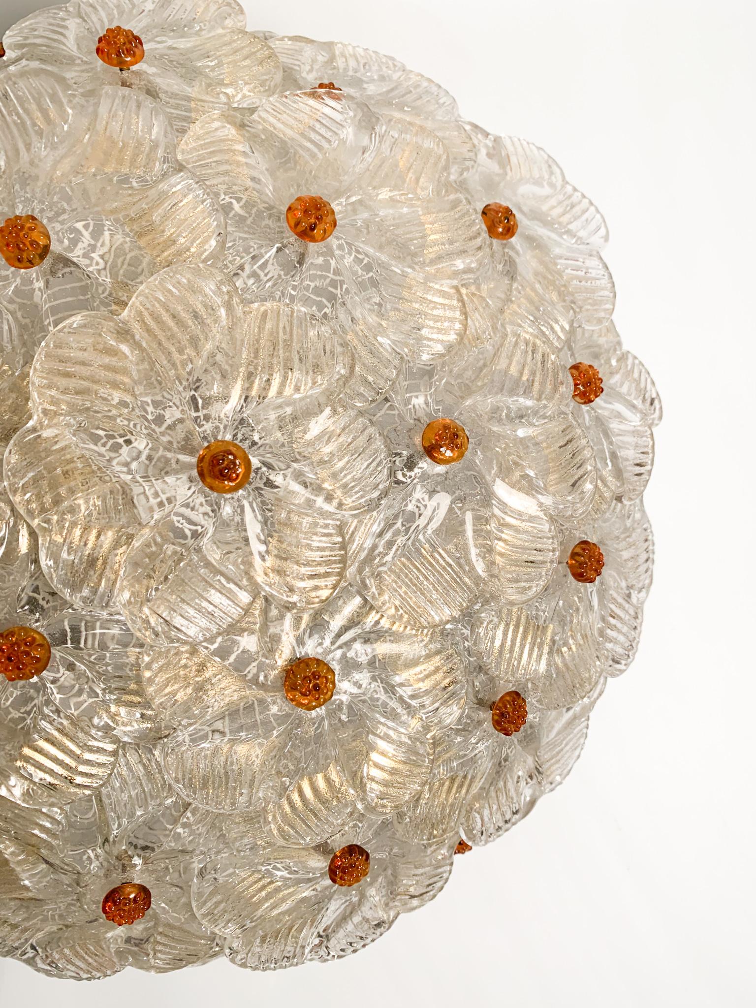 Mid-20th Century Millefiori Ceiling Light by Barovier & Toso in Murano Glass from the 1950s
