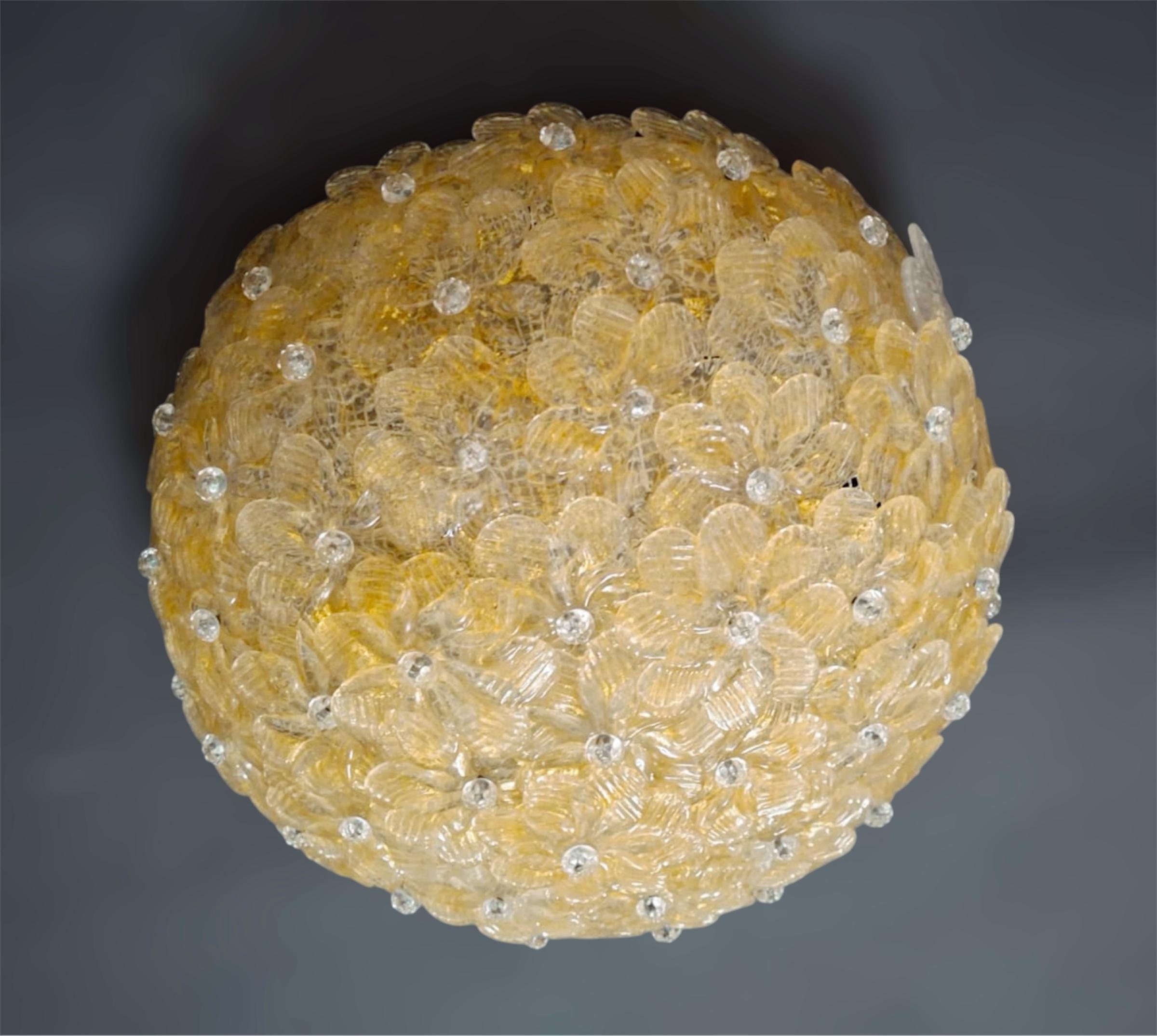 Mid-Century Modern Millefiori Flush Mount by Barovier e Toso, 2 Available For Sale