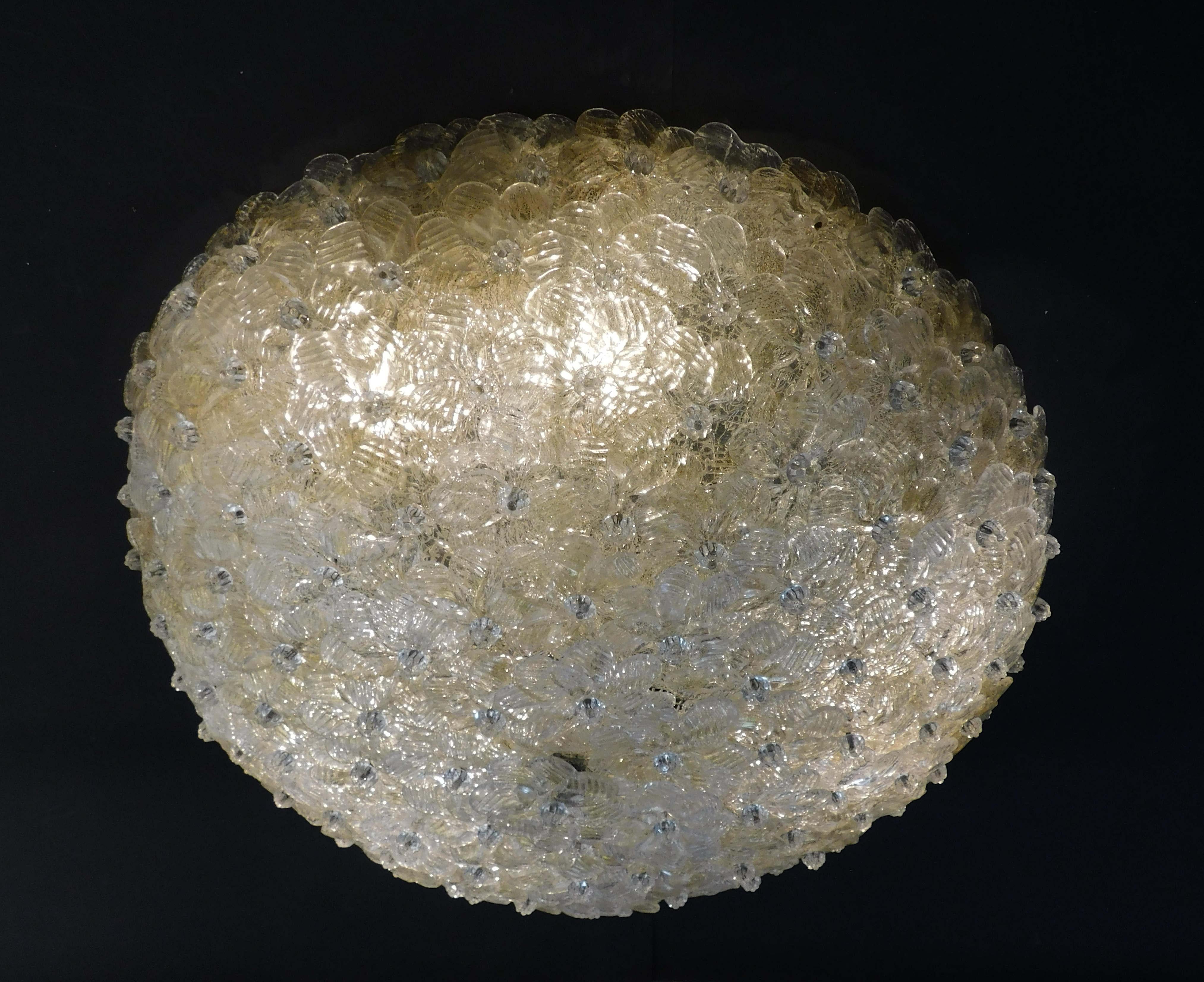 Murano Glass Millefiori Flush Mount by Barovier e Toso For Sale