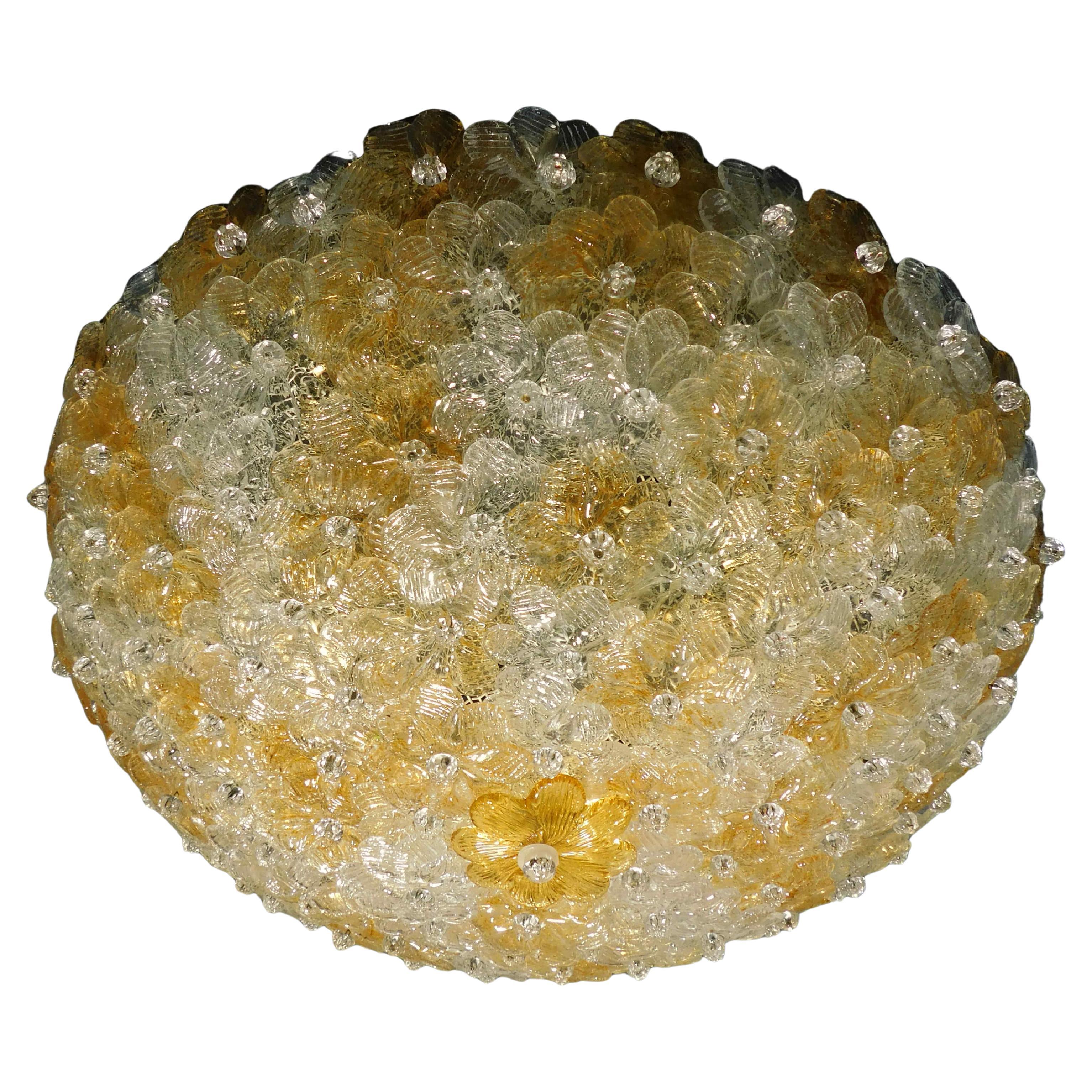 Millefiori Flush Mount by Barovier e Toso For Sale