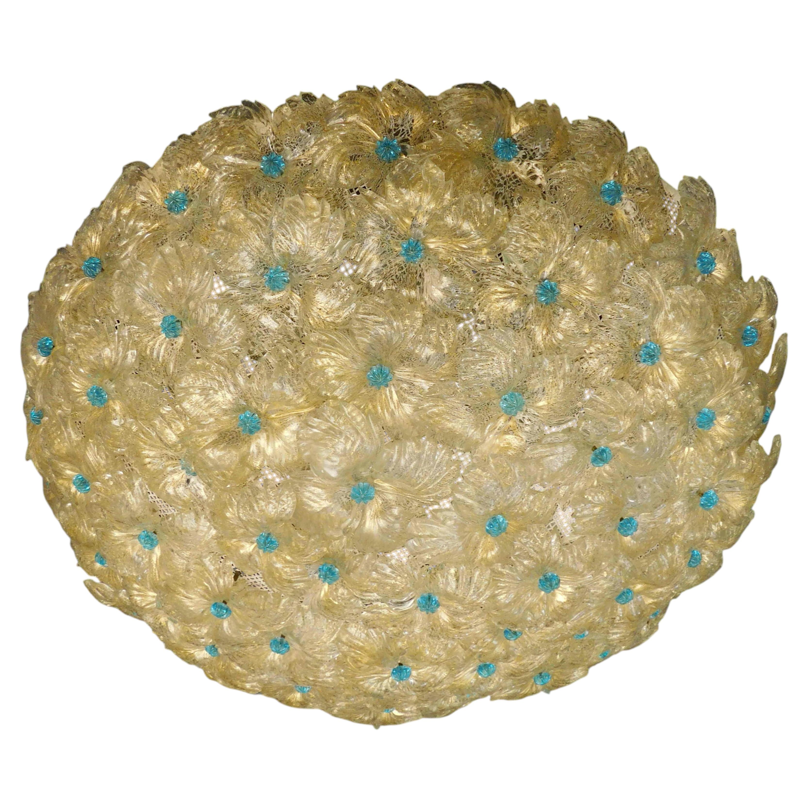 Millefiori Flush Mount by Barovier e Toso For Sale