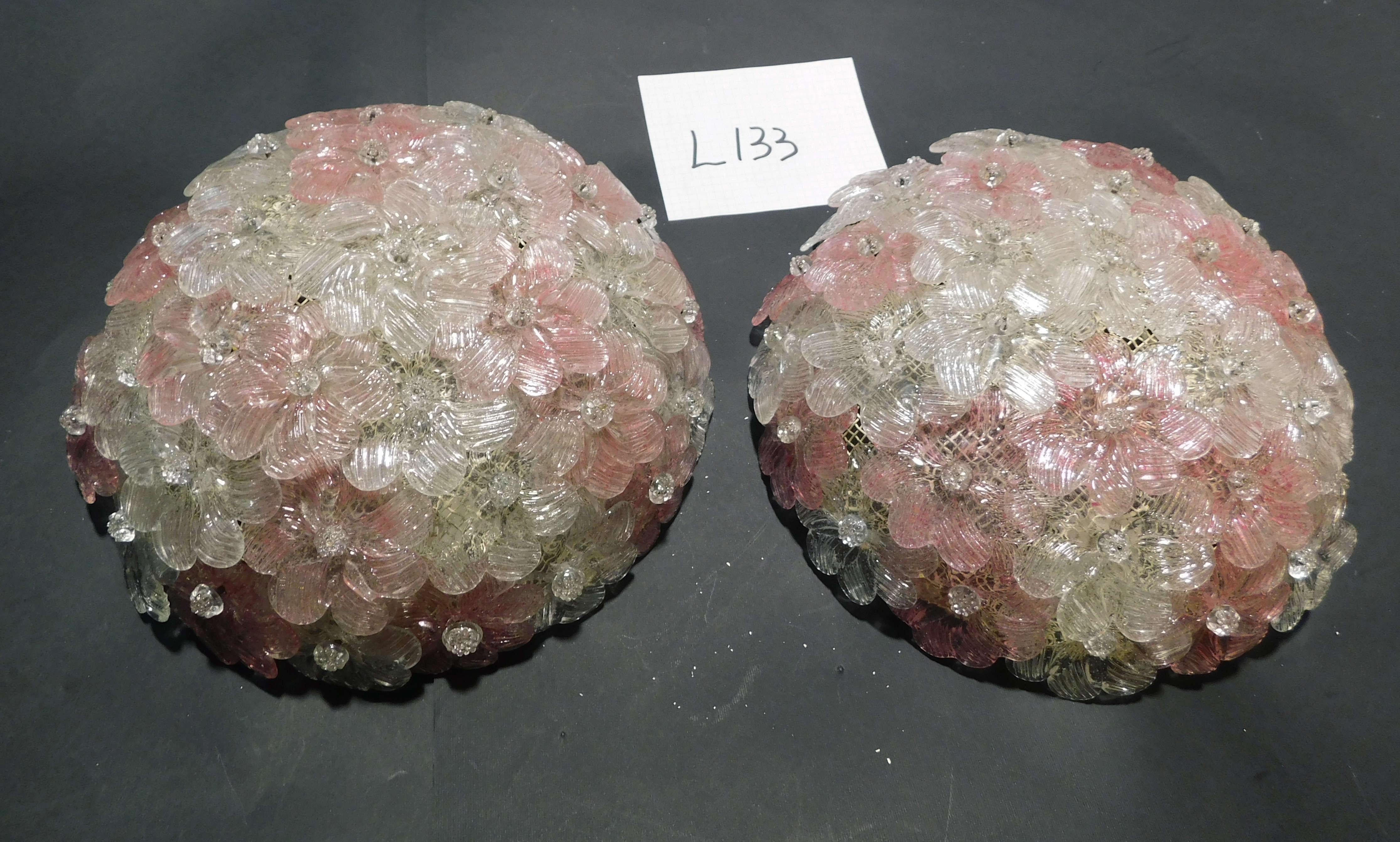 Italian Millefiori Flush Mount In the style of Barovier e Toso, 2 Available For Sale