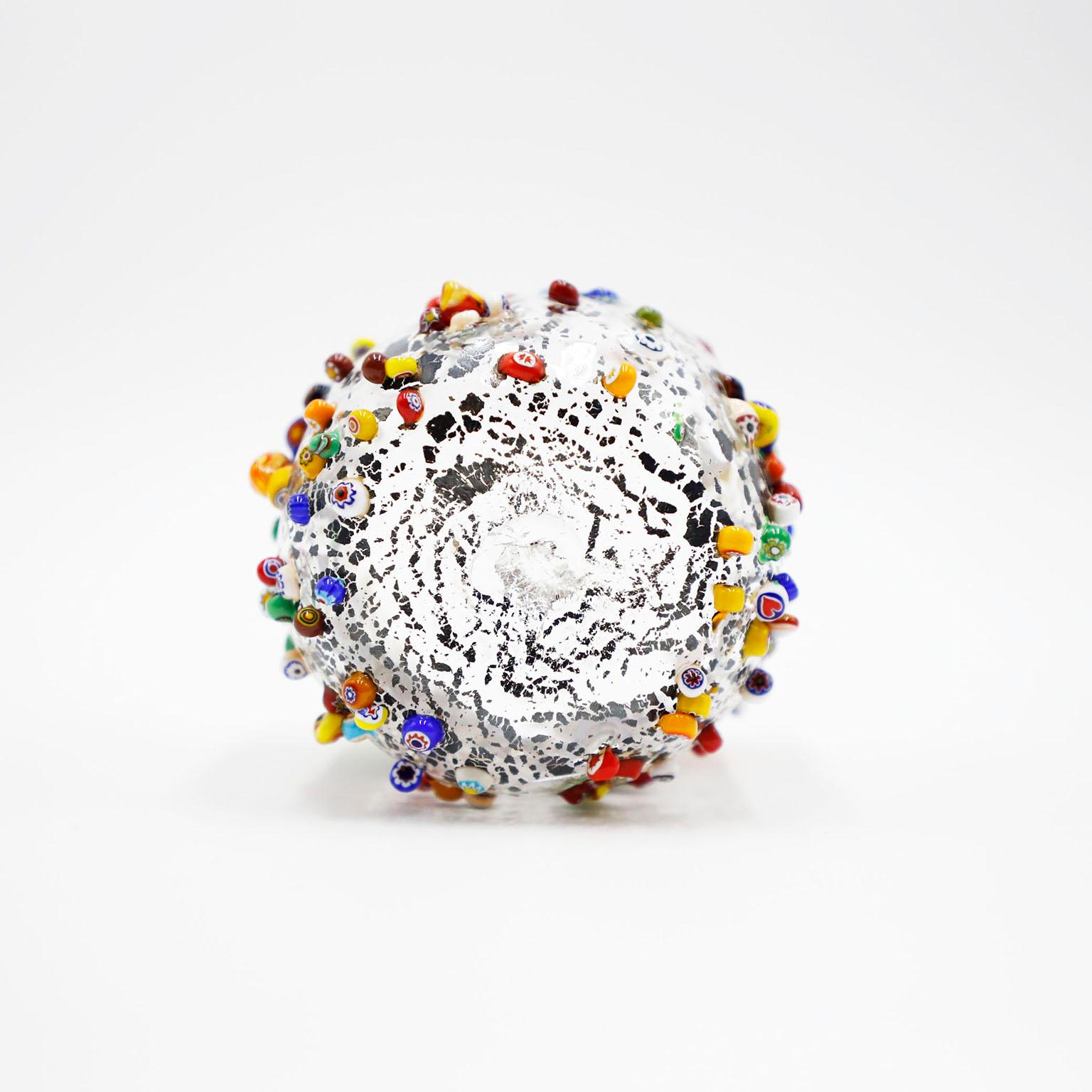 Altro Bicchiere di vetro Millefiori, Bicchiere di vetro stropicciato dimesso in vendita
