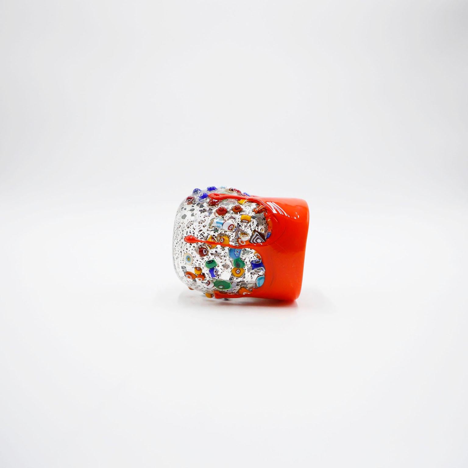 Vaso de cristal Millefiori, Vaso de cristal arrugado con hoyuelos Otro en venta